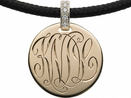 The Initially Collection Gold Disc with Shadow Cut Interlocking Script