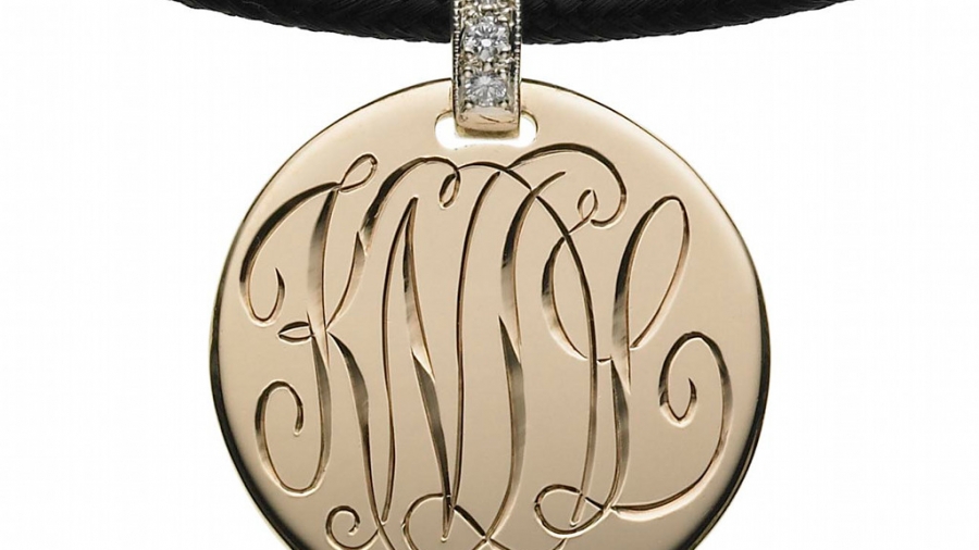 The Initially Collection Gold Disc with Shadow Cut Interlocking Script