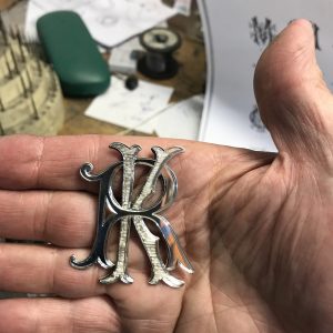 Hand chisel engraved Sterling Silver Monogram