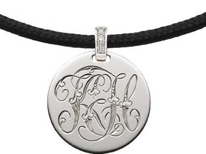 The Initially Collection Silver Disc with Victorian Interlocking Scroll Script