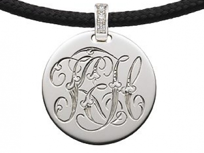 The Initially Collection Silver Disc with Victorian Interlocking Scroll Script